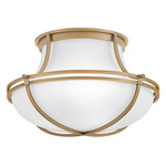 Saddler Ceiling Light - Heritage Brass / White