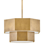 Facet Convertible Chandelier - Heritage Brass / Etched Glass
