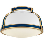 Barton Ceiling Light - Lacquered Brass/ Navy/ Gloss White / Etched Opal