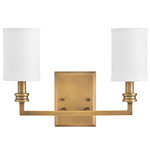 Moore Double Wall Sconce - Heritage Brass / White