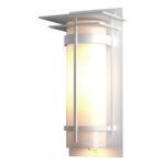Banded Top Plate Outdoor Wall Sconce - Coastal White / Opal