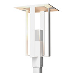 Shadow Box Outdoor Post Light - Coastal White / Clear