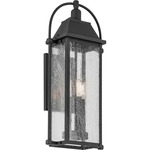 Harbor Row Outdoor Wall Sconce - Textured Black / Clear Seeded