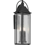 Harbor Row Outdoor Wall Sconce - Textured Black / Clear Seeded