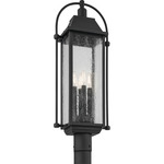 Harbor Row Post Light - Textured Black / Clear Seeded