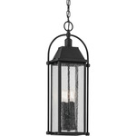 Harbor Row Outdoor Pendant - Textured Black / Clear Seeded