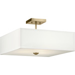 Shailene Square Semi Flush Ceiling Light - Natural Brass / White