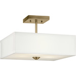 Shailene Square Semi Flush Ceiling Light - Natural Brass / White