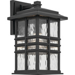 Beacon Square Outdoor Wall Sconce - Textured Black / Clear Hammered