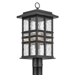 Beacon Square Post Light - Textured Black / Clear Hammered