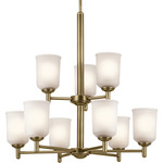 Shailene Two Tier Chandelier - Natural Brass / Satin Etched