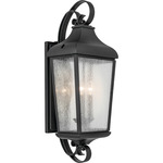 Forestdale Outdoor Wall Sconce - Textured Black / Clear Seeded