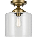 Winslow Semi Flush Ceiling Light - Natural Brass / Clear Seeded