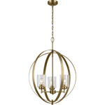 Winslow Round Chandelier - Natural Brass / Clear Seeded