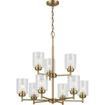 Winslow Two-Tier Chandelier - Natural Brass / Clear Seeded