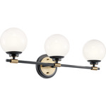 Benno Bathroom Vanity Light - Champagne Bronze / Black / Opal