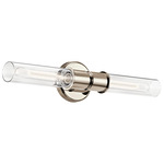 Aviv Double Wall Sconce - Polished Nickel / Clear