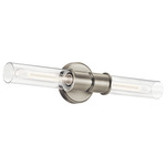 Aviv Double Wall Sconce - Brushed Nickel / Clear