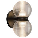 Peri Outdoor Wall Sconce - Black / Clear Ribbed