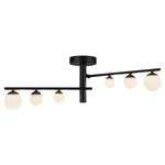 Juniper Semi Flush Ceiling Light - Black / Opal