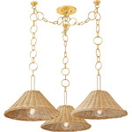 Dalia Chandelier - Aged Brass / Natural Rattan