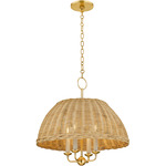 Arwen Chandelier - Aged Brass / Natural Rattan