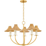 Twila Chandelier - Vintage Gold Leaf / Natural Rattan