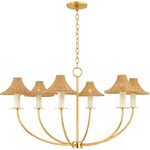 Twila Chandelier - Vintage Gold Leaf / Natural Rattan