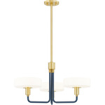 Aston Chandelier - Aged Brass / Slate Blue / Opal Shiny