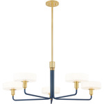 Aston Chandelier - Aged Brass / Slate Blue / Opal Shiny