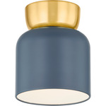 Batya Ceiling Light - Aged Brass / Slate Blue
