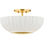 Anne Semi Flush Ceiling Light - Aged Brass / Opal Shiny