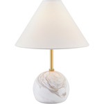 Jewel Table Lamp - Calacatta Gold Marble / White