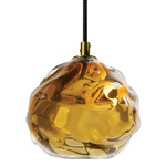 Happy Large Pendant - Brushed Brass / Amber