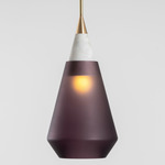 Rest Pendant - Brushed Brass / Plum Frosted