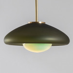 Pillow Pendant - Brushed Brass / Smoke Frosted / Celadon