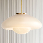 Pillow Pendant - Brushed Brass / Clear Frosted / White