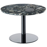 Stone Round Table - Black / Pebble Marble