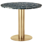 Tube Dining Table - Brass / Pebble Marble