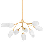 Aldean Chandelier - Vintage Gold Leaf / Etched Glass