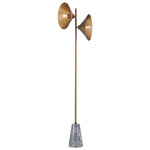 Bash Floor Lamp - Patina Brass / Grey Marble / Patina Brass