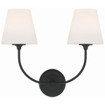 Sylvan Dual Glass Wall Sconce - Black Forged / White