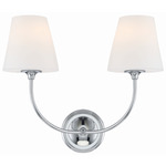 Sylvan Dual Glass Wall Sconce - Polished Chrome / White