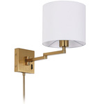 Dainolite Plug-In Wall Sconce - Aged Brass / White Linen