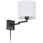 Dainolite Plug-In Wall Sconce - Matte Black / White Linen