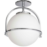 Paola Semi Flush Ceiling Light - Polished Chrome / Opal White