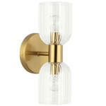 Vienna Dome Double Wall Sconce - Aged Brass / Clear