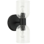 Vienna Dome Double Wall Sconce - Matte Black / Clear