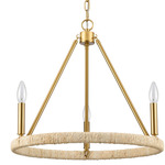 Abaca Round Chandelier - Brushed Gold / Natural