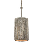 Abaca Mini Pendant - Polished Nickel / Grey